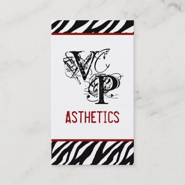 Black Zebra Print Red Interior Business Card (Front)