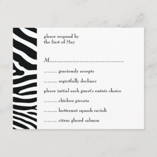 Black Zebra Print Response/Menu Card