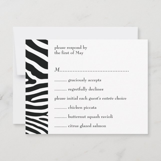 Black Zebra Print Response/Menu Card (Front)