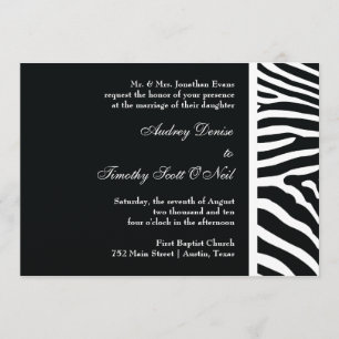 Black Zebra Print Wedding Invitation