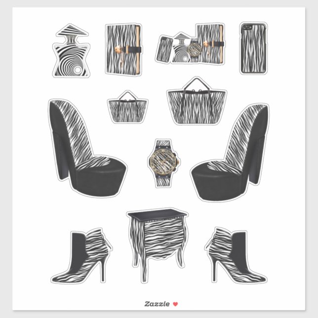 Black Zebra Print Women High Fashion Decals (Sheet)