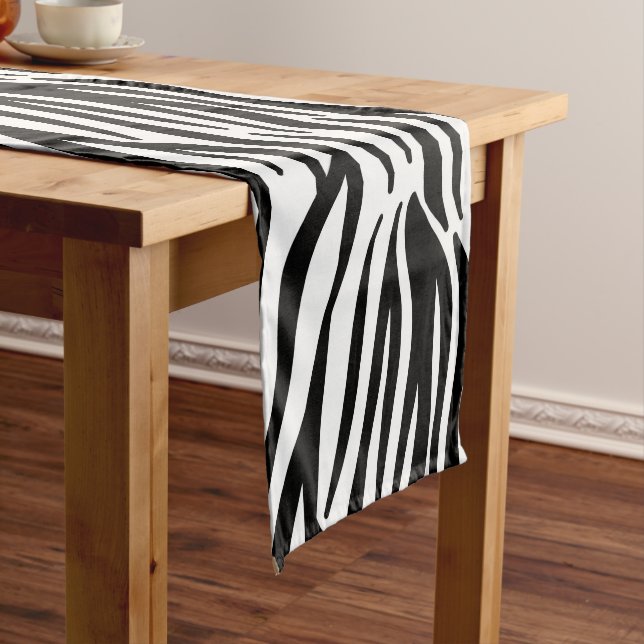 Black Zebra Stripe Short Table Runner (In Situ)
