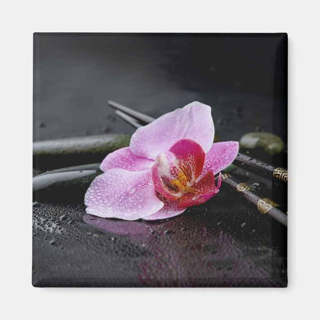 Black zen orchid magnet (Front)