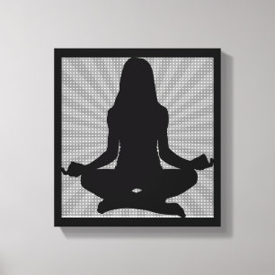 Black  Zen Woman Doing Yoga Meditation Canvas Wall Print