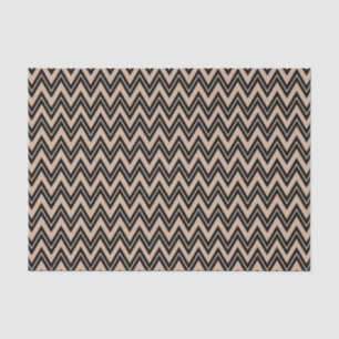 Black Zigzag Chevron Over Tan Background Tissue Paper