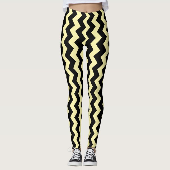 Black Zigzag Design You Choose Background Colour Leggings (Front)