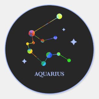 Black Zodiac Aquarius Rainbow Sticker