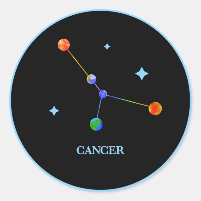 Black Zodiac Cancer Rainbow Sticker (Front)