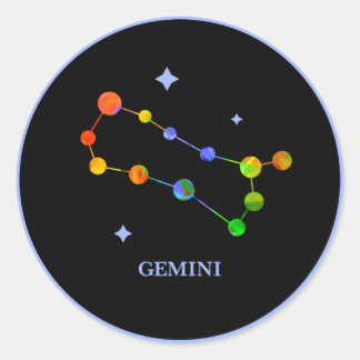 Black Zodiac Gemini Rainbow Sticker