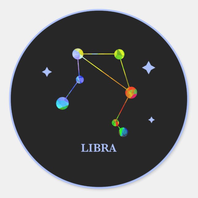 Black Zodiac Libra Rainbow Sticker (Front)