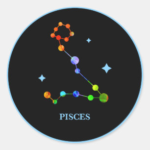 Black Zodiac Pisces Rainbow Sticker