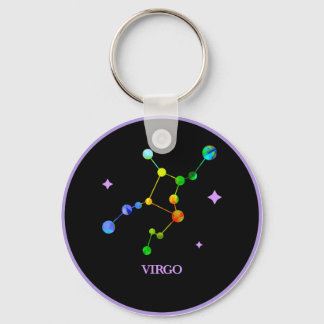 Black Zodiac Virgo Rainbow Keychain