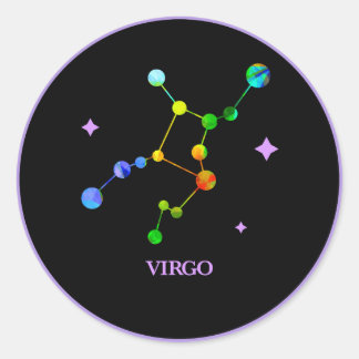 Black Zodiac Virgo Rainbow Sticker