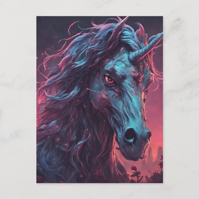 Black Zombie Unicorn   Postcard (Front)