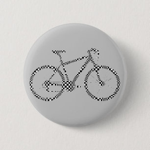 blackandwhite checked bike 6 cm round badge