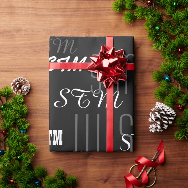 blackandwhite personalised initials or brand wrapping paper (Holiday Gift)