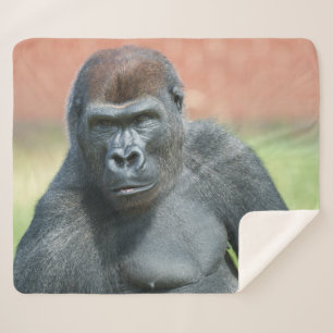 Blackback Gorilla Lope Portrait Sherpa Blanket