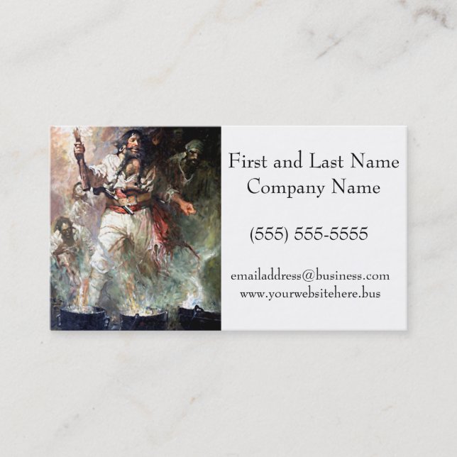 Blackbeard on Fire Haunted Pirate Vintage Art Business Card (Front)
