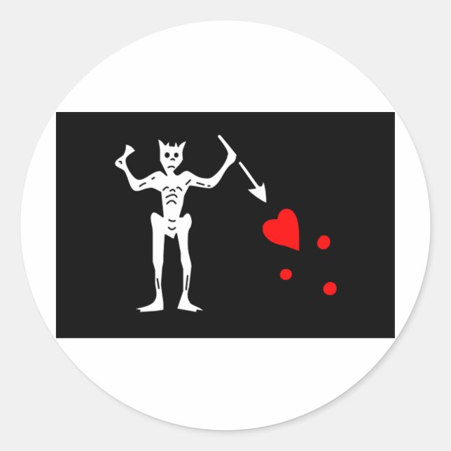Blackbeard Pirate Flag Edward Teach Classic Round Sticker (Front)