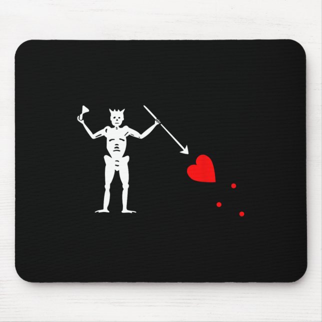 Blackbeard Pirate Flag Jolly Roger Skeleton Hallow Mouse Mat (Front)