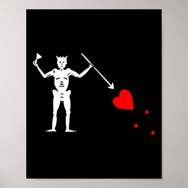 Blackbeard Pirate Flag Jolly Roger Skeleton Hallow Poster (Front)
