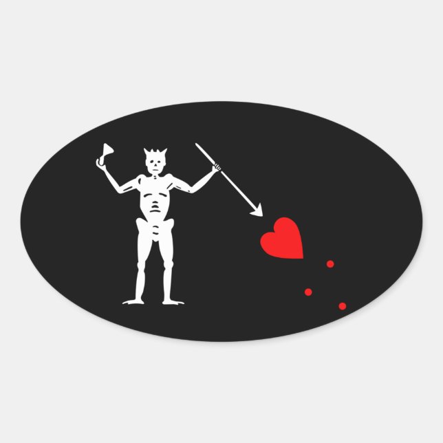 Blackbeard Pirate Sigil Oval Sticker #1 (Front)