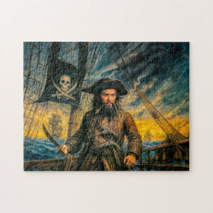 Blackbeard Pirate Storm Portrait Jigsaw Puzzle