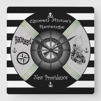 Blackbeard ~Queen Anne's Revenge ~Pirate~Life-ring Square Wall Clock