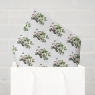 Blackberries and Blossoms on White Tissue Paper