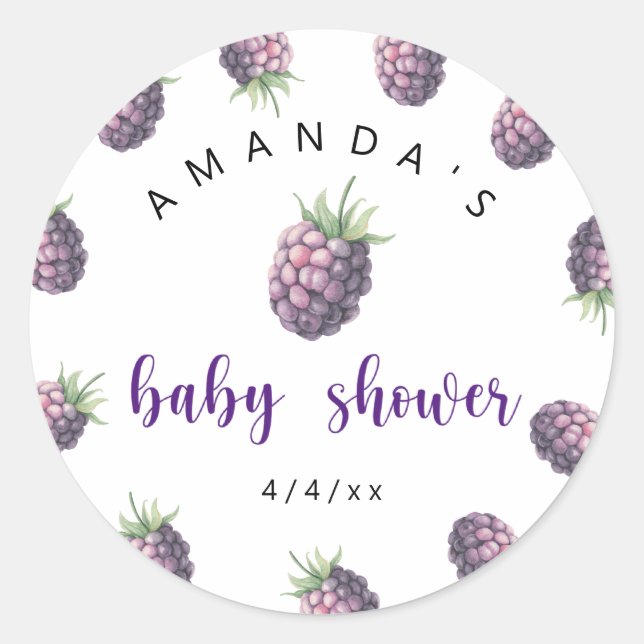 Blackberries - Baby shower Classic Round Sticker (Front)