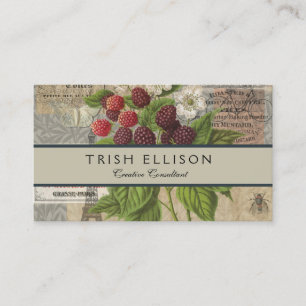 Blackberries Floral Garden Flower Butterfly Art Business Card