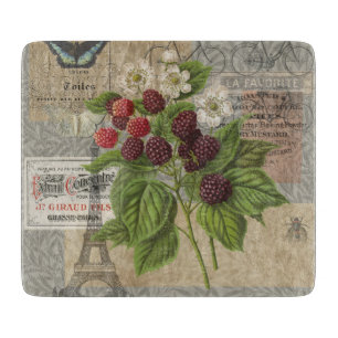 Blackberries Floral Garden Flower Butterfly Art Cutting Board