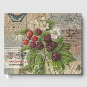 Blackberries Floral Garden Flower Butterfly Art Guest Book