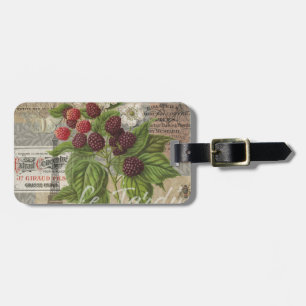 Blackberries Floral Garden Flower Butterfly Art Luggage Tag