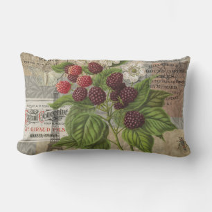 Blackberries Floral Garden Flower Butterfly Art Lumbar Cushion