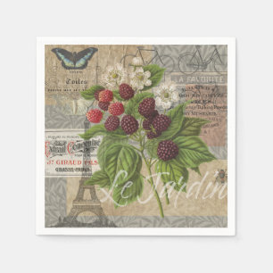 Blackberries Floral Garden Flower Butterfly Art Napkin