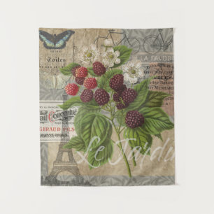 Blackberries Floral Garden Flower Butterfly Art Tapestry