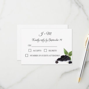 Blackberries Fruit Summer Modern Wedding RSVP Card
