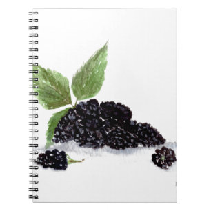 Blackberries fruits watercolour painting notebook