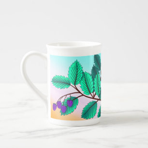 Blackberries on a branch bone china mug