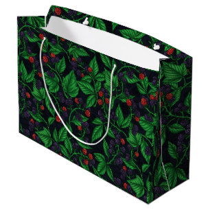 Blackberries on dark gray large gift bag