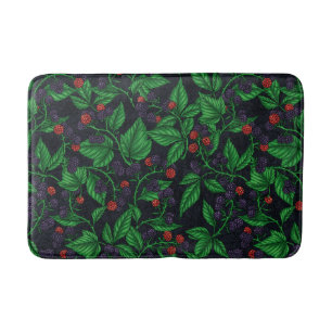 Blackberries on dark grey bath mat