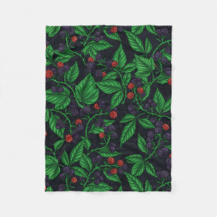 Blackberries on dark grey fleece blanket