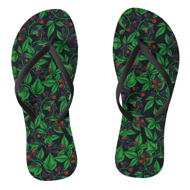 Blackberries on dark grey flip flops (Footbed)