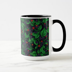 Blackberries on dark grey mug