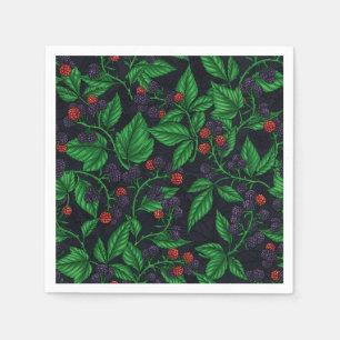 Blackberries on dark grey napkin