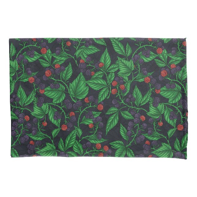 Blackberries on dark grey pillowcase (Front-Left)
