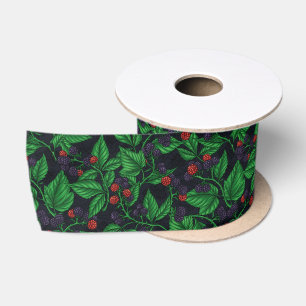 Blackberries on dark grey satin ribbon