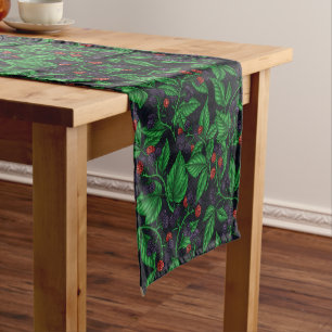 Blackberries on dark grey short table runner