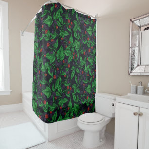 Blackberries on dark grey shower curtain